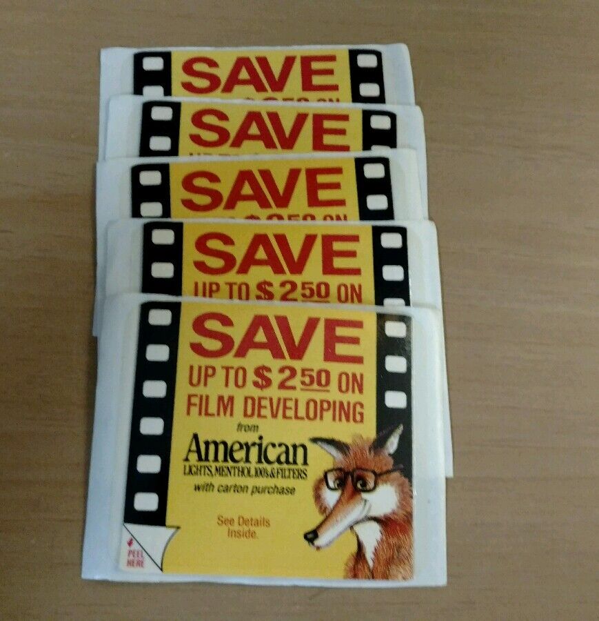 American Lights/Filters Cigarettes Collectible Advertising Film Developing Coupo