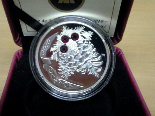 2010 Canada  Ruby Holiday Pine Cones Silver Coin