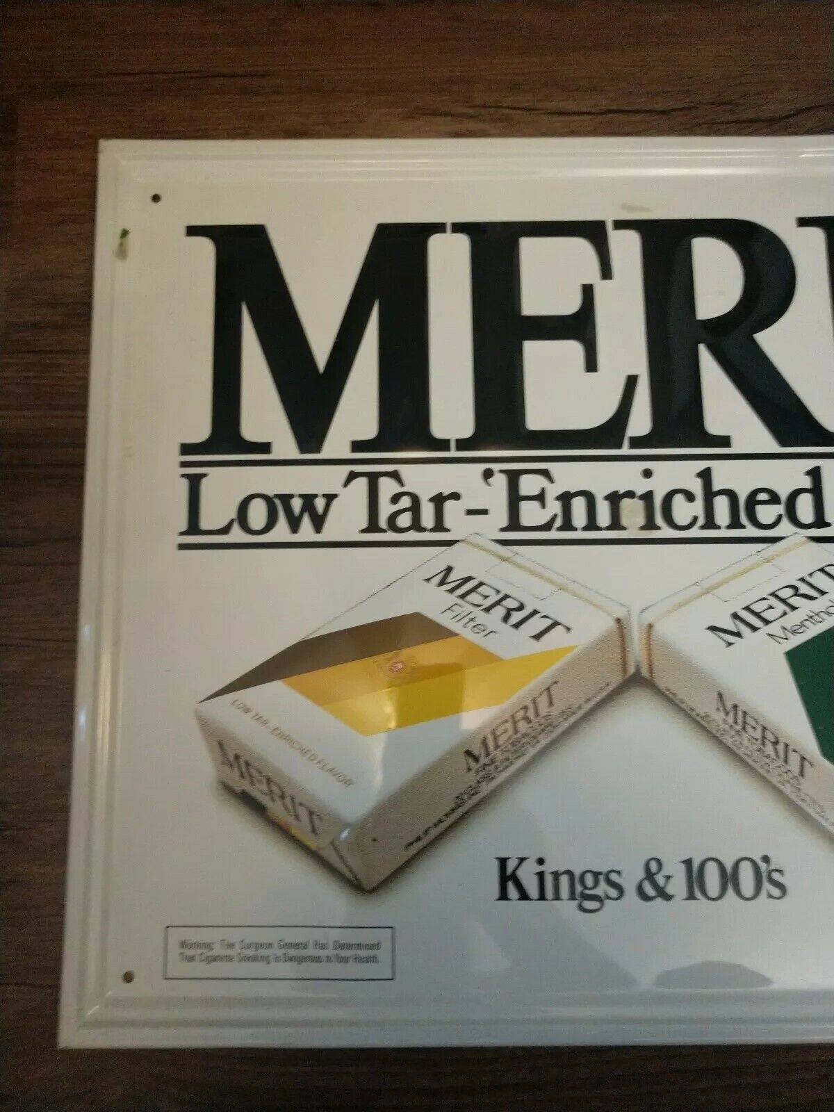 Vintage Metal Merit Cigarette Sign 21.5 x 17