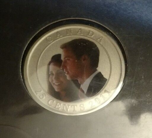 2011 CANADA 25 cent Coloured Coin - William and Kate Wedding Celebration