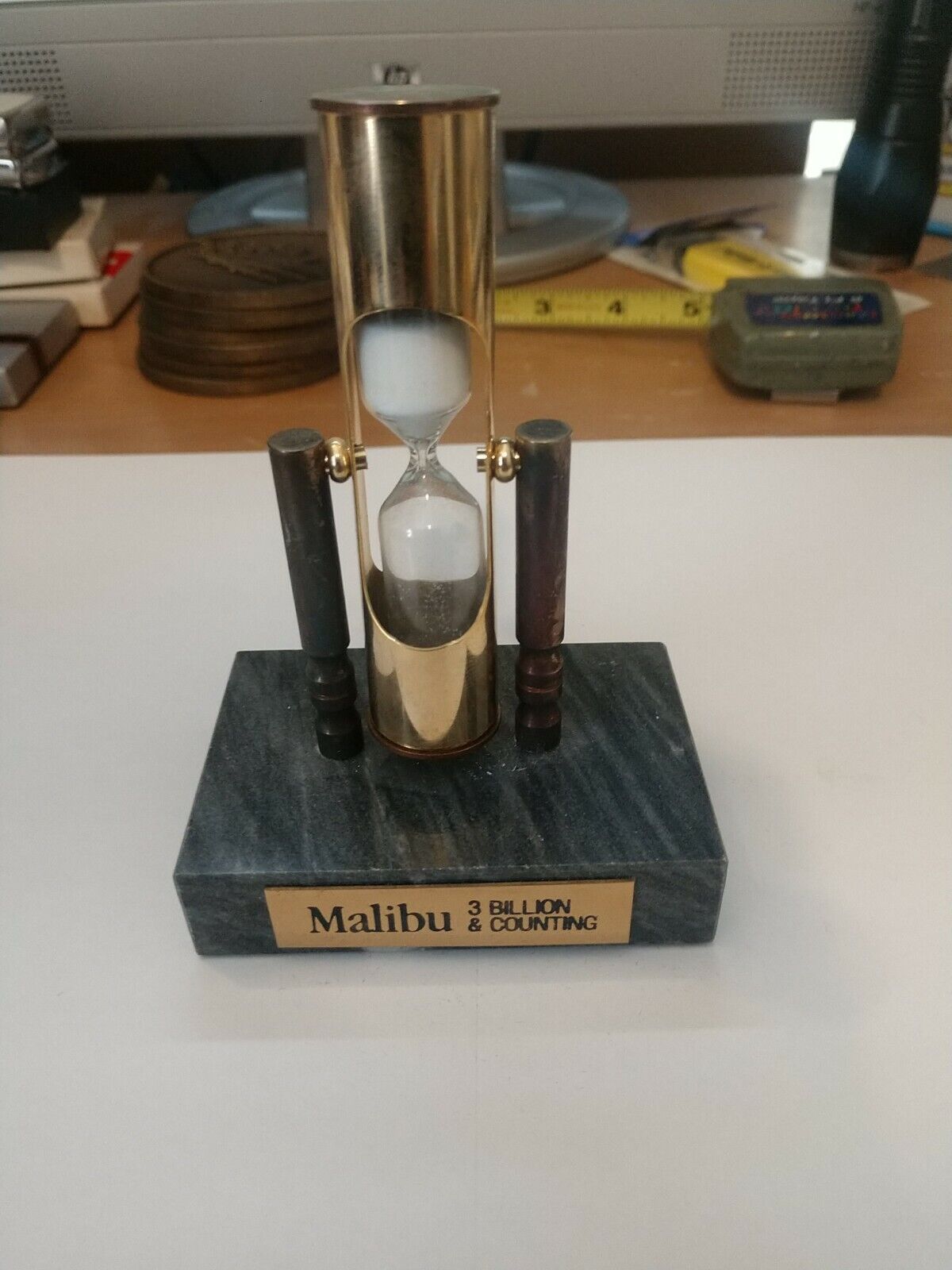 Malibu Cigarettes 3 Billion Unit Milestone paper Weight/Hourglass