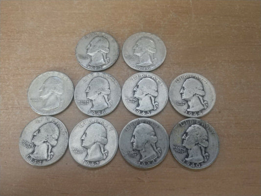 Lot of Ten U.S. Quarters From The 1940'S