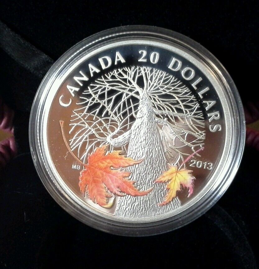 2013 Canada $20.00 Fine Silver Coin Canadian Maple Canopy Autumn