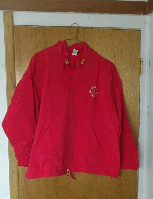 Marlboro Cigarettes Country Store Red Nylon Jacket w hood and front pocket XL