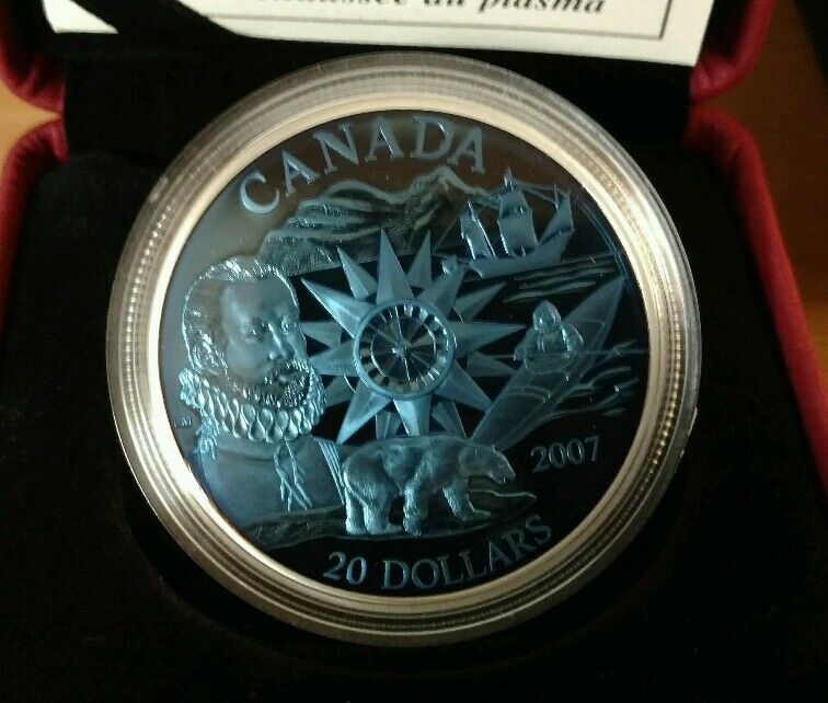 2007 International Polar Year Plasma Coin Canada $20 Silver Blue Plasma Coin