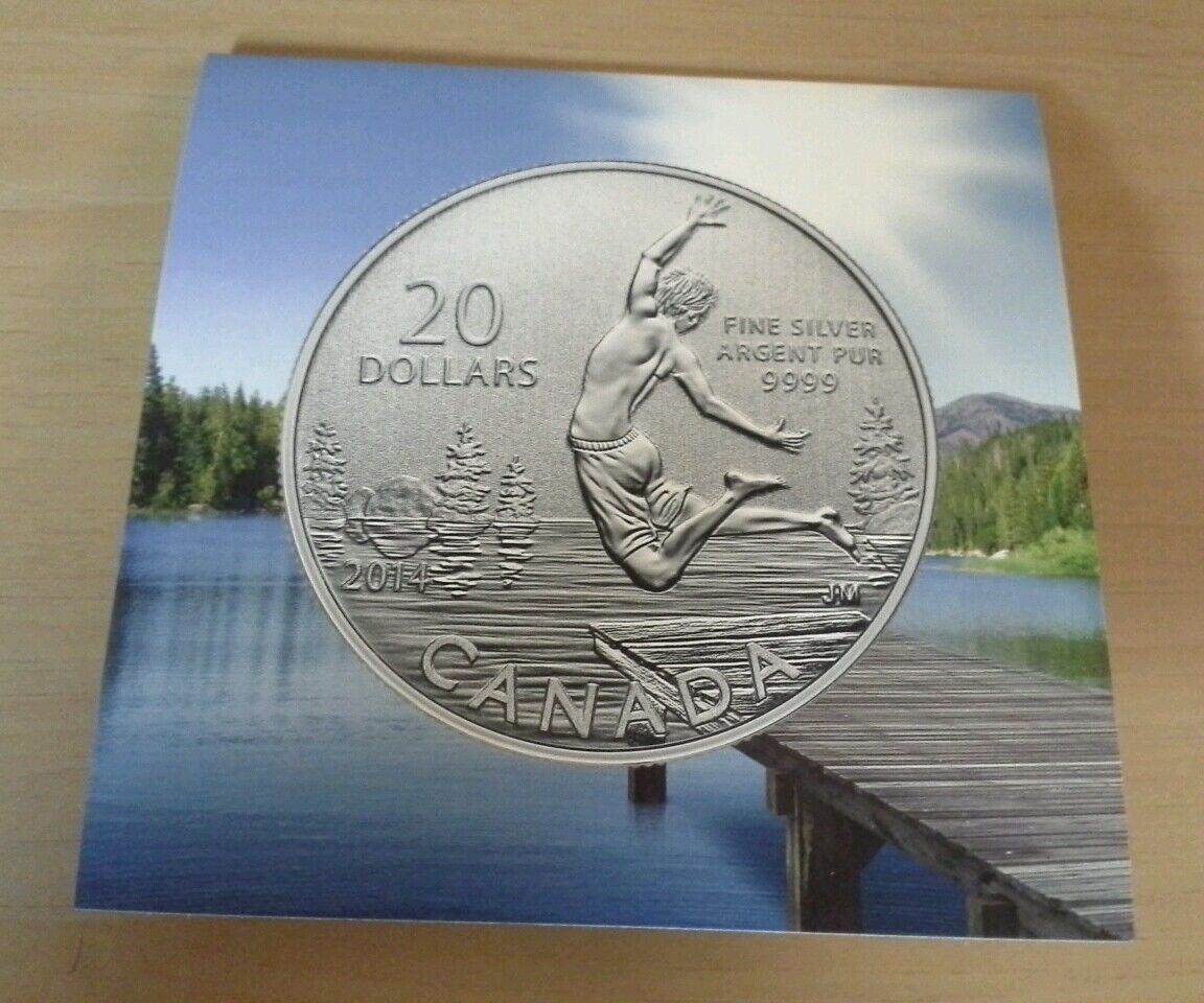 2014 20$ for 20$ .9999 FINE SILVER COIN CANADA SUMMER FUN 1354