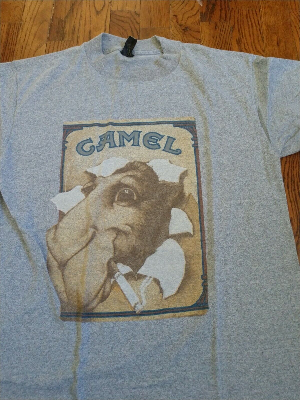 Joe Camel Cigarettes Heather Gray 50/50 T-Shirt RARE Size L