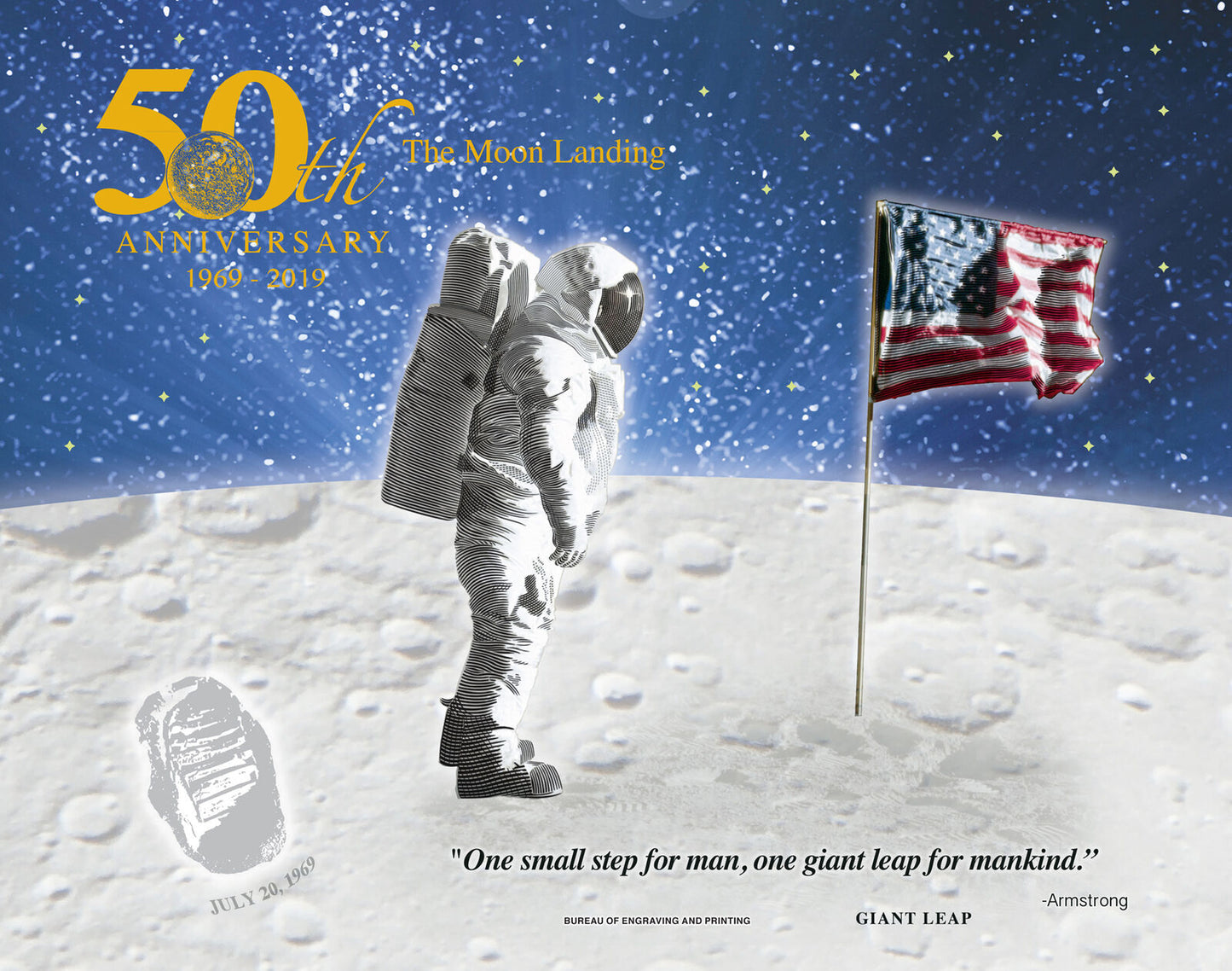 Apollo 11 50th Anniversary 2019 Engraved Print: Giant Leap