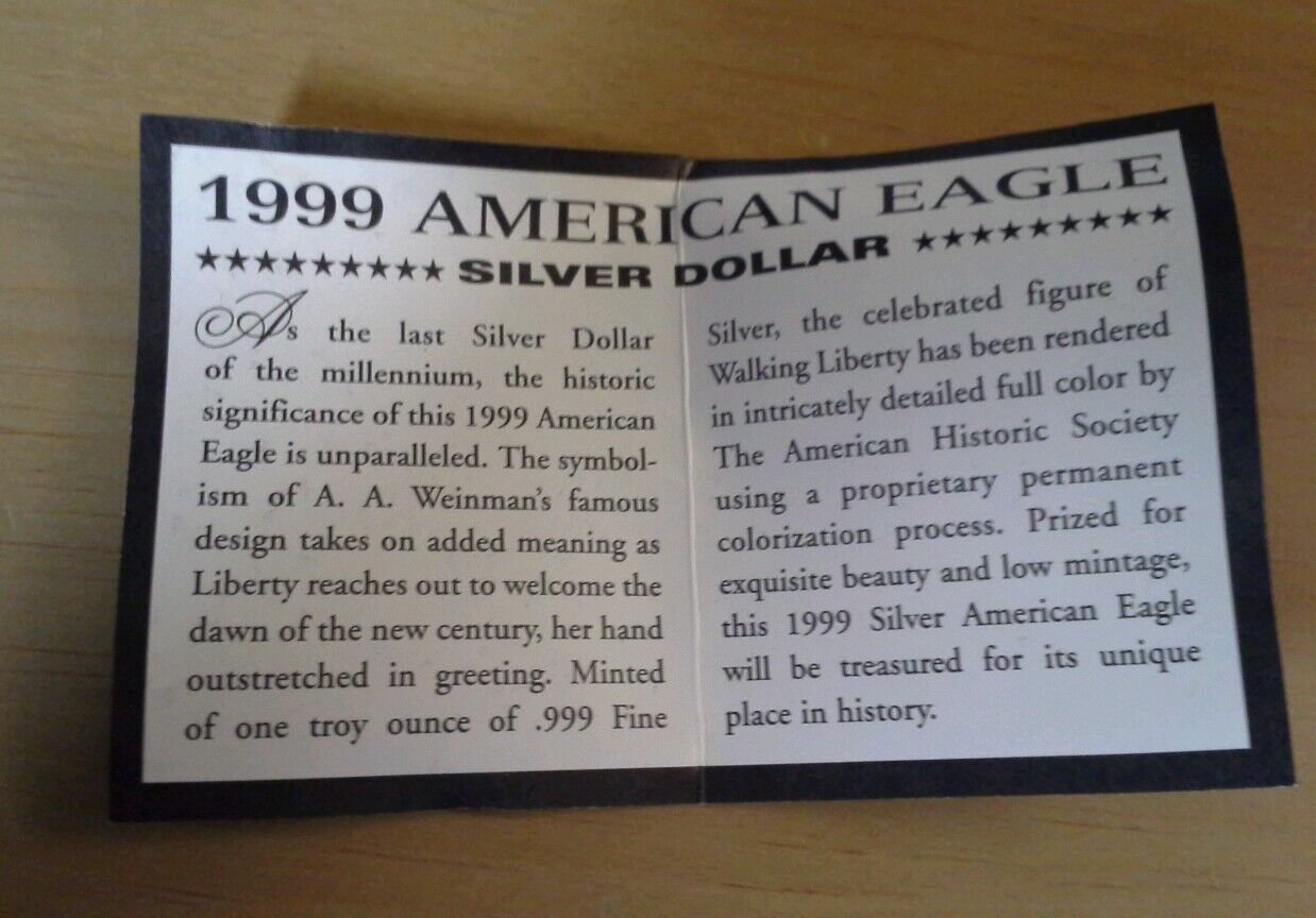 1999 U.S. Mint Painted Silver American Eagle