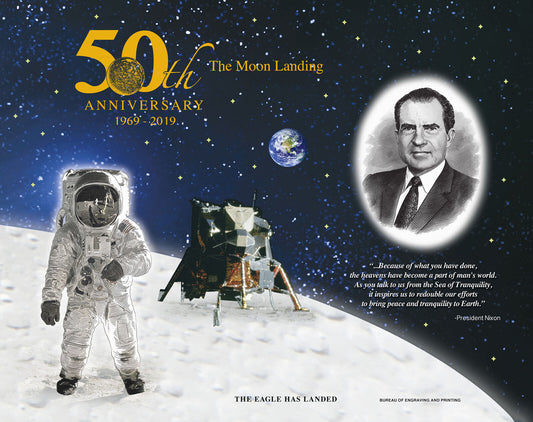 Apollo 11 50th Anniversary 2019 Engraved Print: The Eagle Has Landed B.E.P.