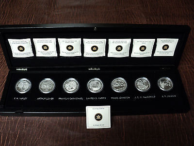 Canada Group Of Seven Fine Silver Coin Collection in Black Maple Wood Case