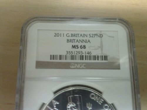 2011 Great Britain 1Oz Fine Silver2 Pound Coin NGC MS68