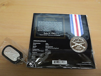 2012 Infantry Soldier Defenders Of Freedom Set With Silver Proof Dollar U.S Mint