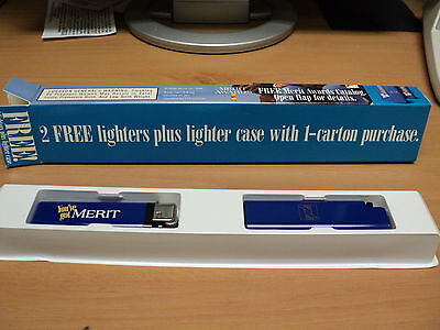 Set of Two Merit Cigarette Lighters and Lighter case