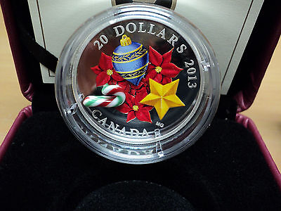 2013 Canada Silver Holiday Murano Glass Candy Cane Coin 7229