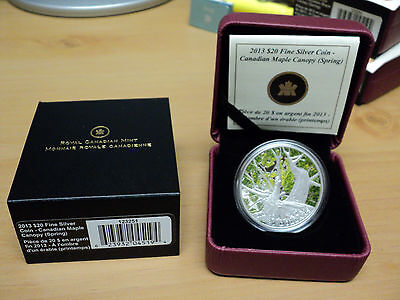 2013 Canada $20.00 Fine Silver Coin Canadian Maple Canopy Spring