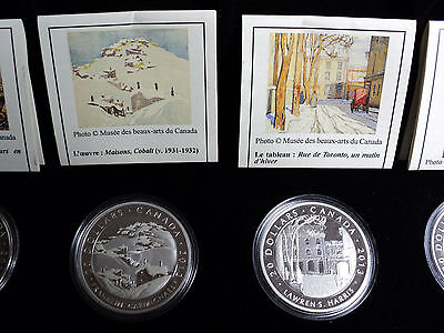 Canada Group Of Seven Fine Silver Coin Collection in Black Maple Wood Case