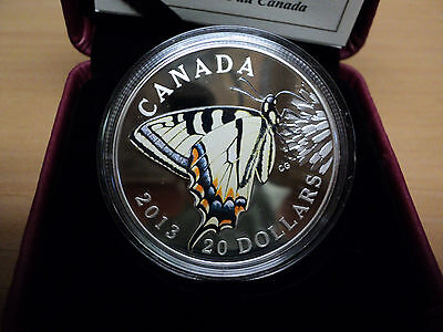 2013 Canada.9999 Silver $20 Butterflies Of Canada (Canadian Tiger Swallowtail)