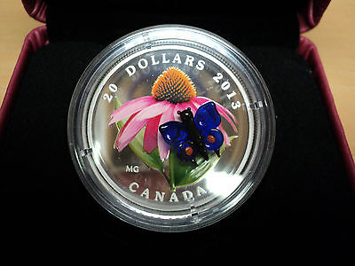 2013 Silver Coin Purple Coneflower W/ Venetian Glass Butterfly